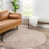 Teppich Rund Hochflor Shaggy - 200x200cm - Beige Einfarbig Uni Flauschig Modern Boho Wohnzimmer Schlafzimmer Deko Teppiche Weich Schlafzimmer Bild 3