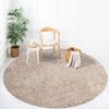 Teppich Rund Hochflor Shaggy - 200x200cm - Beige Einfarbig Uni Flauschig Modern Boho Wohnzimmer Schlafzimmer Deko Teppiche Weich Schlafzimmer Bild 2