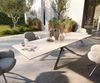 Outdoortisch Edge 300x100 cm Keramik Laminam® Travertino Bianco Creme-Weiß Kreuzgestell Rechteck Edelstahl Bild 2