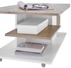Stella Trading Ally Couchtisch auf Rollen in Artisan Eiche Optik, Weiß - Mobiler Sofatisch mit Schublade für Ihr Wohnzimmer - 110 x 44,5 x 60 cm (B/H/T) Bild 5
