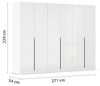 Rauch Möbel Alabama, Kleiderschrank, Garderobe, 6-türig, Zubehör Premium, 3 Kleiderstangen, 9 Einlegeböden, Schubladeneinsatz, Farbe Hochglanz Weiß/Weiß, Griff Grau metallic, 271 x 229 x 54 cm Bild 3