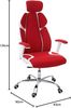 Bürostuhl HWC-F12, Schreibtischstuhl Drehstuhl Chefsessel, Sliding-Funktion Stoff/Textil + Kunstleder ~ rot/weiß Bild 2