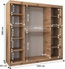 Kryspol Schwebetürenschrank Tokyo 1-200 cm mit Spiegel Kleiderschrank mit Kleiderstange und Einlegeboden Schlafzimmer- Wohnzimmerschrank Schiebetüren Modern Design (Schwarz + Sonoma) Bild 3