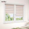 WOLTU Doppelrollo Klemmfix ohne Bohren Holzlook Natur B80 x H150 cm, Duo Rollo Zebrarollo Fensterrollo Klemmrollo Seitenzugrollo Easyfix lichtdurchlässig & verdunkelnd Rollos für Fenster und Tür Bild 2