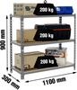 Simonrack Schwerlastregal, Lagerregal, 90 x 110 x 30 cm, Metallregal, Kellerregal, Biegestelle 200 kg, 3 Holzfachböden, Grau/Holz - Maderclick Bild 2