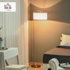 HOMCOM Stehlampe Stehleuchte E27 Sockel für Wohnzimmer Schlafzimmer, Ein-,Ausschalter, ohne Leuchtmittel, Metall Stahl Leinen Gold+Weiß 47 x 37 x 153 cm Bild 2