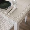 Dmora - Tisch im Freien Marte, Fester quadratischer Regal, Mehrzweck-Gartentisch in Rattan-Optik, 100% Made in Italy, 80x80h74 cm, Weiß Bild 4