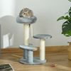 PawHut Kratzbaum Katzenbaum 3-Stufiger Spielbaum mit Katzenbett, Sisalsäulen, Grau, Ø40 x H65 cm Bild 2