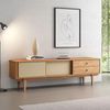 IDIMEX Lowboard SIMONA, TV Schrank 175 cm Massivholz Rattan Schiebetür Eiche Finish Bild 4