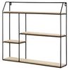 LIFA LIVING Eckiges Wandregal aus Holz und Metall mit 4 Böden, Schwarzes Vintage Schweberegal im Industrie Design, Modernes Hängeregal in 58 x 11 x 52 cm Bild 4