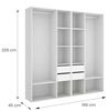 Dmora - Großer Kleiderschrank Brento, Schlafzimmermöbel, Schrank, Garderobe, 196x45 h205 cm, Weiß und Eiche Bild 2