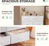 DUMOS Kommode für Schlafzimmer mit 7 Stoffschubladen, hohe Kommode Organizer für Kleidung, Schrank Kinderzimmer, Aufbewahrungsturm mit Schrank, Metallrahmen, Holzplatte, leichte Kinderzimmermöbel Bild 4