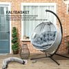 Outsunny Hängesessel Eiförmig, faltbar mit Becherhalter, abnehmbar waschbar Sitz,Gestell (Hängestuhl, 1-St, Schaukelstuhl), bis 120 kg Belastbar, Polyester, Grau Bild 5