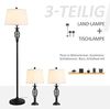 HOMCOM Stehlampe 3er-Lampenset 2 Tischlampe + 1 Stehlampe, Metall, PS, Polyester, Baumwolle, Vintage, Schwarz+Weiß Bild 3