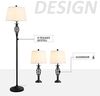 HOMCOM Stehlampe 3er-Lampenset 2 Tischlampe + 1 Stehlampe, Metall, PS, Polyester, Baumwolle, Vintage, Schwarz+Weiß Bild 4
