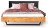 Möbel-Eins CURBY Kufenbett mit Polster-Kopfteil, Material Massivholz, rustikale Altholzoptik, Fichte, Kufen schwarz natur 90x220 cm Kunstleder Schwarz ohne Steppung Bild 3