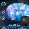 BRILONER – RGB LED Strip Solar 10 Meter, Buntes Licht, Spitzwassergeschützte Solar Lichterkette Aussen, LED Streifen mit 2 Lichtmodi, Schlauch Outdoor, Band, Transparent, Klar Bild 2