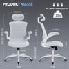 COLAMY Bürostuhl Ergonomisch, Netz-Schreibtischstuhl mit Verstellbarer Kopfstütze, Chefsessel Office Chair mit Lendenwirbelstütze, Verstellbarer Neigungsverschluss Drehstuhl, Weiß Bild 3