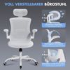 COLAMY Bürostuhl Ergonomisch, Netz-Schreibtischstuhl mit Verstellbarer Kopfstütze, Chefsessel Office Chair mit Lendenwirbelstütze, Verstellbarer Neigungsverschluss Drehstuhl, Weiß Bild 5