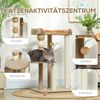 PawHut Kratzbaum 86 cm, mit Sprungplattform, Bett, Spielball, Jute-Kratzsäulen, für Katzen bis 7 kg, Kaffee Bild 4