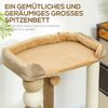 PawHut Kratzbaum 86 cm, mit Sprungplattform, Bett, Spielball, Jute-Kratzsäulen, für Katzen bis 7 kg, Kaffee Bild 3