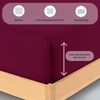 Buymax® Spannbettlaken 90x200 cm Baumwolle 100% Spannbetttuch Bettlaken Jersey, Matratzenhöhe bis 25 cm, Farbe Bordeaux Bild 3