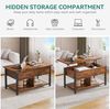 YITAHOME Couchtisch mit Anhebbarer Platte, Leicht Anzuheben, 2-Stufiger Stauraum, Höhenverstellbarer Couchtisch mit Verstecktem Staufach und Ablagefläche für Wohnzimmer, Büro, Vintage-Braun Bild 3