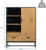 hjh LIVING Highboard mit 2 Schubladen und Türe 100 x 40 x 140 cm AMIO H Regal Büroschrank mit viel Stauraum, Einlegeböden verstellbar, Schwarz/Eiche Bild 3