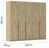 Rauch Möbel Alabama, Kleiderschrank, Garderobenschrank, 5-türig, Zubehör Basic, 3 Kleiderstangen, 6 Einlegeböden, Farbe Eiche Artisan, Holz, Griff Grau metallic, 226 x 229 x 54 cm Bild 3