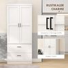 HOMCOM Hochschrank mit verstellbaren Regalen, 2 Schubladen (Küchenbuffet, 1-St, Küchenschrank) für Esszimmer, Wohnzimmer, 75 x 39 x 178 cm, Cremeweiß Bild 5