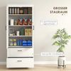 HOMCOM Hochschrank mit verstellbaren Regalen, 2 Schubladen (Küchenbuffet, 1-St, Küchenschrank) für Esszimmer, Wohnzimmer, 75 x 39 x 178 cm, Cremeweiß Bild 4