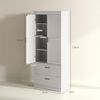 HOMCOM Hochschrank mit verstellbaren Regalen, 2 Schubladen (Küchenbuffet, 1-St, Küchenschrank) für Esszimmer, Wohnzimmer, 75 x 39 x 178 cm, Cremeweiß Bild 3