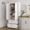 HOMCOM Hochschrank mit verstellbaren Regalen, 2 Schubladen (Küchenbuffet, 1-St, Küchenschrank) für Esszimmer, Wohnzimmer, 75 x 39 x 178 cm, Cremeweiß Bild 2
