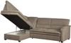 CAVADORE Ecksofa Pisoo mit Federkern / Kleine Eckcouch mit Schlaffunktion und Bettkasten / Ottomane links / 245 x 89 x 161 / Mikrofaser hellgrau Bild 4
