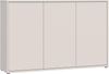 Forte ALICE SPRINGS Kommode 150 155, modernes, großes Sideboard mit 3 Schranktüren, Flur, Wohnzimmer, Schlafzimmer, Holzwerkstoff, Kaschmir/Beige, 154,2 cm breit x 99,1 cm hoch x 34,9 cm tief Bild 4