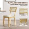 HOMCOM Esszimmerstuhl Küchenstuhl mit Rattan-Rückenlehne, Polsterstuhl mit Kissen, Holzbeine (Stuhl, 1 St), für Esstisch, Kunstleder, Natur Bild 4