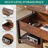 YITAHOME Höhenverstellbarer Couchtisch im Industrie-Design mit verstecktem Stauraum & Ablage, Multifunktionaler Wohnzimmertisch mit Gasdruckfeder, Ideal als Arbeits- oder Esstisch, Vintage-Braun Bild 5