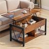 YITAHOME Höhenverstellbarer Couchtisch im Industrie-Design mit verstecktem Stauraum & Ablage, Multifunktionaler Wohnzimmertisch mit Gasdruckfeder, Ideal als Arbeits- oder Esstisch, Vintage-Braun Bild 2