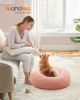 Feandrea Hundebett flauschig, Katzenbett, Donut Kissen, waschbar, Polsterung in der Mitte herausnehmbar, Langer Plüsch, 60 cm Durchmesser, rosa PGW038P01 Bild 2