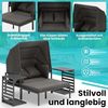 Melko Gartenlounge-Set Sonneninsel inkl. Sonnendach Strandkorb Sonnenliege Aluminium Grau, (wetterfest, resistent gegen Regen, Salzwasser und intensive Sonneneinstrahlung, 3-tlg, inkl. 2 extra dicke und weiche Kissen inkl. Reißverschluss), 2 Beistellti... Bild 5