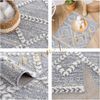Teppich Wohnzimmer - Hochflor - Boho - Pastellgrau Creme - 80x150cm - Modern Raute Muster - Skandinavisch Flauschig Weich - Wohnteppich Schlafzimmer Dekoration Bild 4