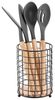 MSV Besteckhalter MSV Besteckkorb Edelstahl Besteckabtropfkorb Besteckhalter 12,5 cm, Aufbewahrung Utensilien Küche + Büro, Bistro-Look, Metall + Bambus Bild 2