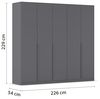 Rauch Möbel Alabama, Kleiderschrank, Garderobenschrank, 5-türig, Zubehör Basic, 3 Kleiderstangen, 6 Einlegeböden, Farbe Grau metallic, Schwarz, Griff Grau metallic, 226 x 229 x 54 cm Bild 3