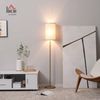 HOMCOM Stehlampe Wohnzimmer Stehleuchte mit Leinen Lampenschirm, Zugkettenschalter, Ein-,Ausschalter, ohne Leuchtmittel, mit Stahlständer, E27 Fassung Standlampe für Schlafzimmer, Cremeweiß Bild 2