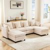 Ball & Cast U-förmiges Eckcouch mit Schlaffunktion, 4-Sitzer Sofa mit 2 Fußhocker für das Wohnzimmer Wohnung Villa, 278 x 81 x 161 (BxHxT), Beige Bild 5
