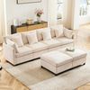 Ball & Cast U-förmiges Eckcouch mit Schlaffunktion, 4-Sitzer Sofa mit 2 Fußhocker für das Wohnzimmer Wohnung Villa, 278 x 81 x 161 (BxHxT), Beige Bild 4