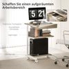 HOMCOM Computertisch Schreibtisch mit Rollen, Schublade (platzsparender Bürotisch, 1-St, PC Tisch), für Home Office, Schlafzimmer Eiche Bild 4