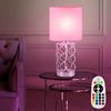 RGB LED Tischleuchte, Textil weiß, Stahl silber, D 18 cm Bild 2