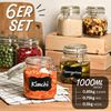 Praknu Vorratsglas 6 Einmachgläser mit Bügelverschluss 1l - Mit Etiketten, Stift und, Glas, (Set, 6-tlg), Luftdichte Deckel mit Dichtung, Vorratsbehälter für Lebensmittel Bild 2