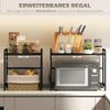 HOMCOM Küchenregal Erweiterbares Mikrowellenregal Mikrowellenständer mit 3 Haken, Mikrowellenhalter 1-tlg, aus Metall, Schwarz Bild 5